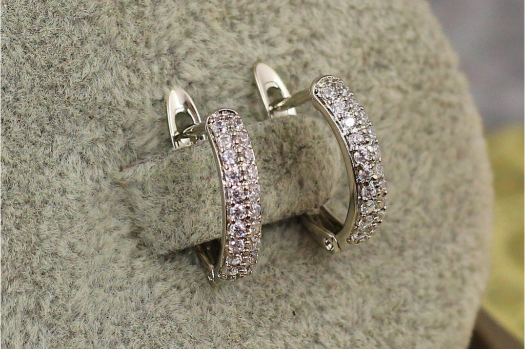 Серьги Xuping Jewelry две дорожки из фианитов 1.4 см серебристые