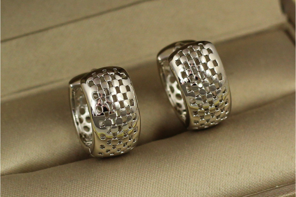 Серьги Xuping Jewelry кольца ситечко 1.5 см серебристые
