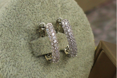 Сережки Xuping Jewelry три доріжки з фіанітів 1.9 см сріблясті