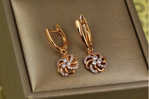 Сережки Xuping Jewelry підвіски мальва 2.6 см золотисті