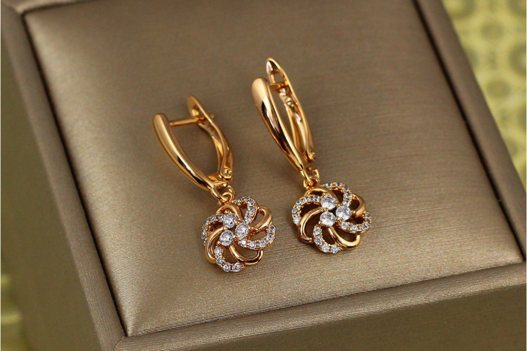 Сережки Xuping Jewelry підвіски мальва 2.6 см золотисті