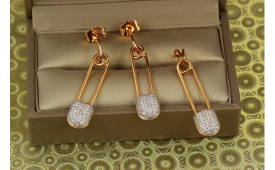 Набір Xuping Jewelry сережки гвоздики підвіски з кулоном шпилька з родістю 3.5 см золотистий