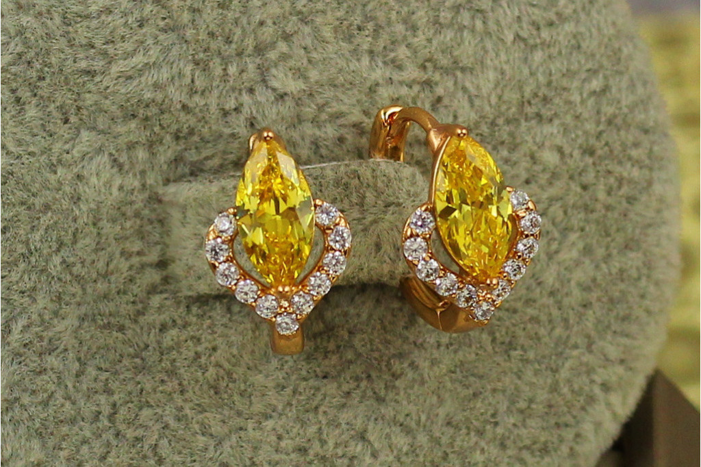 Серьги  Xuping Jewelry маркиз с желтым камнем 1.4 см золотистые