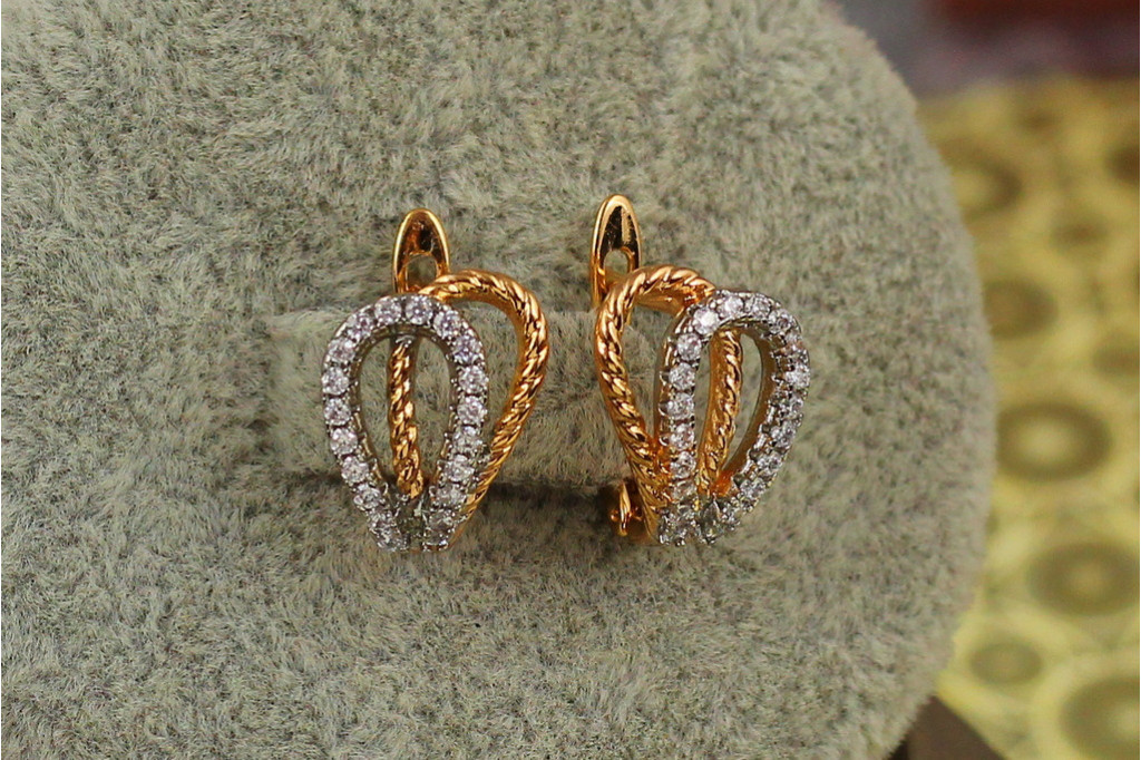 Сережки Xuping Jewelry дві петельки з родієм 1,4 см золотисті
