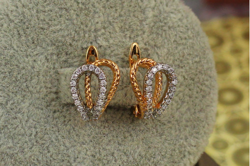 Сережки Xuping Jewelry дві петельки з родієм 1,4 см золотисті
