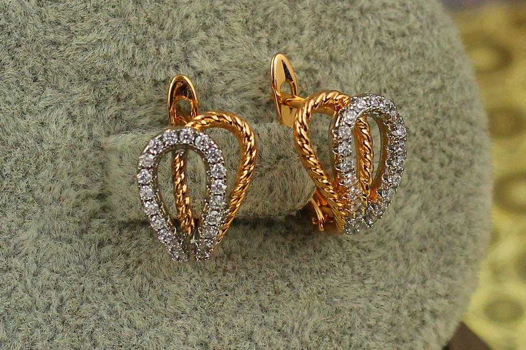 Сережки Xuping Jewelry дві петельки з родієм 1,4 см золотисті