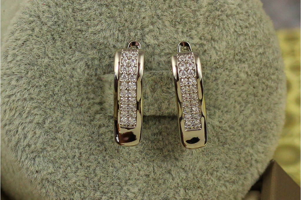 Серьги Xuping Jewelry волна с двумя дорожками 1,7 см серебристые