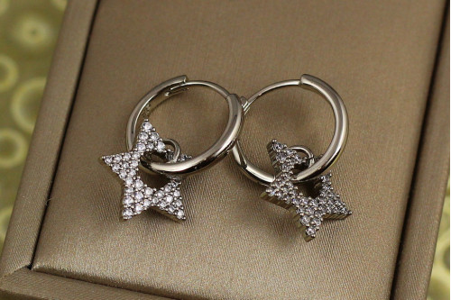 Сережки Xuping Jewelry зірки з камінням 2 см сріблясті