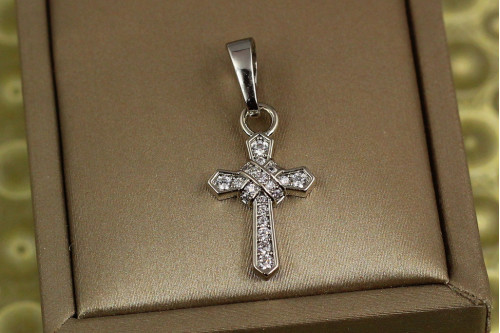 Крестик Xuping Jewelry плетеный 2 см  серебристый