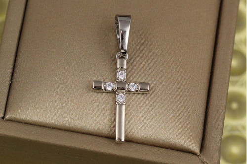 Крестик Xuping Jewelry четыре камешка 2 см  серебристый