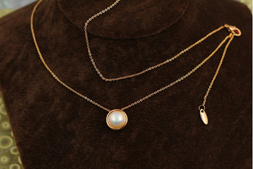 Набір Xuping Jewelry ланцюг з рухомою перлиною 45 см добір 5 см золотистий
