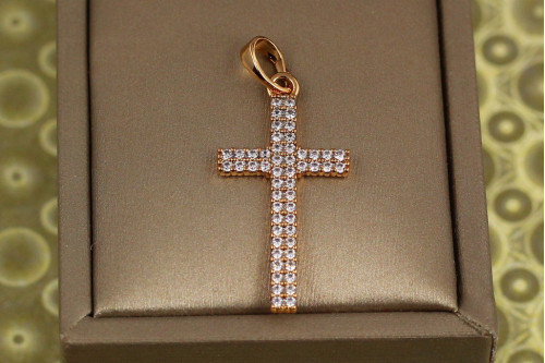 Крестик Xuping Jewelry крестик с фианитами в два ряда 3 см золотистый