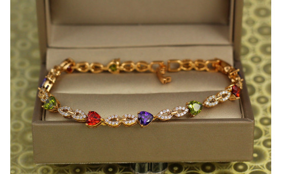 Браслет Xuping Jewelry Свято з темним різнобарвним камінням 17 см 5 мм золотистий