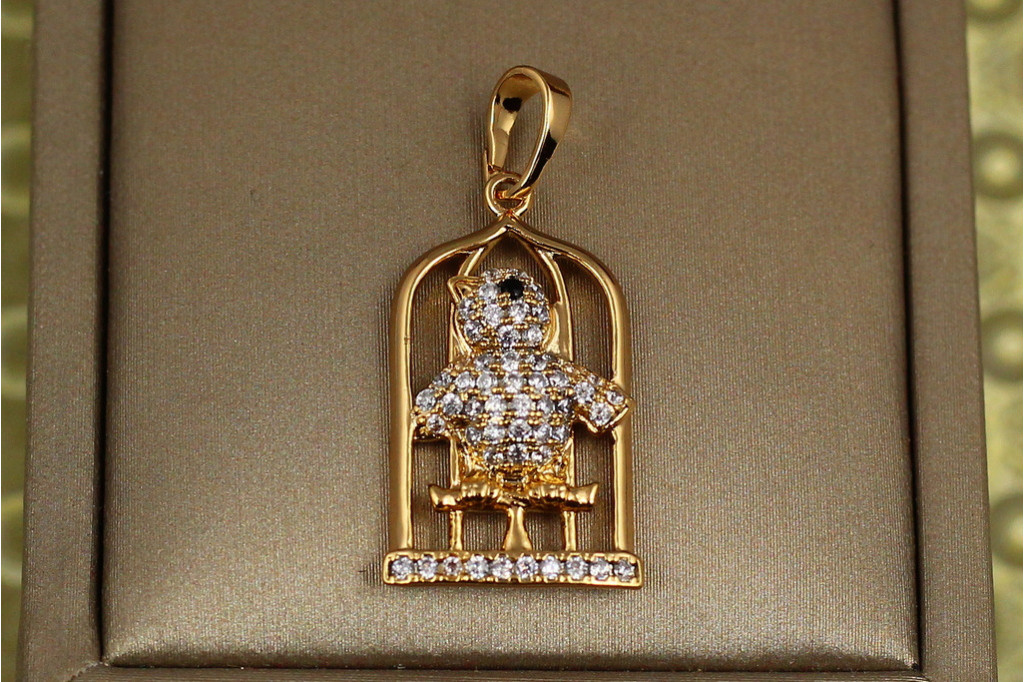 Кулон Xuping Jewelry птичка в клетке 2 см золотистый