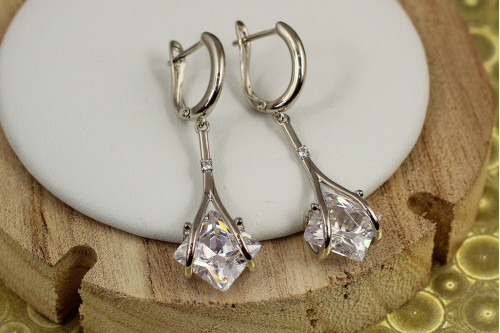 Сережки підвіски Xuping Jewelry шальний ромб 4,5 см золотисті