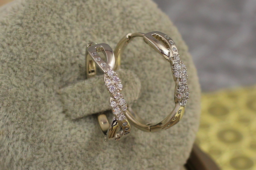 Сережки кільця Хuping Jewelry макраме 2 см сріблясті