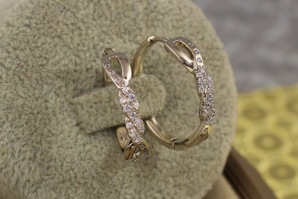 Сережки кільця Хuping Jewelry макраме 2 см сріблясті