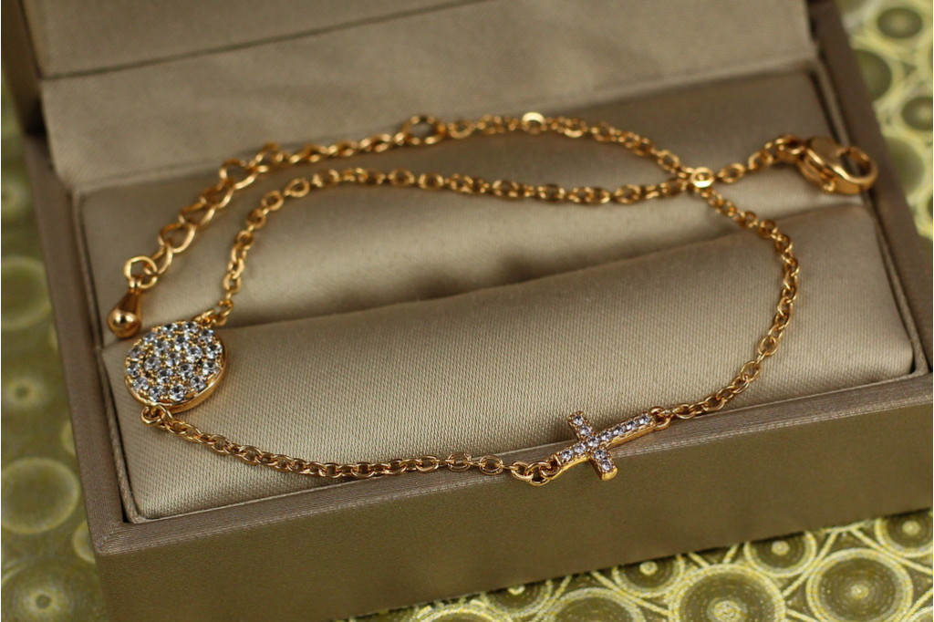 Браслет Xuping Jewelry якірний монетка з хрестиком 19 см золотистий