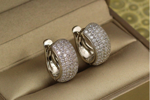 Сережки Xuping Jewelry широкі кільця на п'ять доріжок з каменів 1.8 см сріблясті