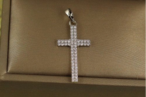 Крестик Xuping Jewelry крестик с фианитами в два ряда 3 см серебристый