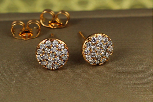 Сережки гвоздики Xuping Jewelry монетка з каменів 8 мм золотисті