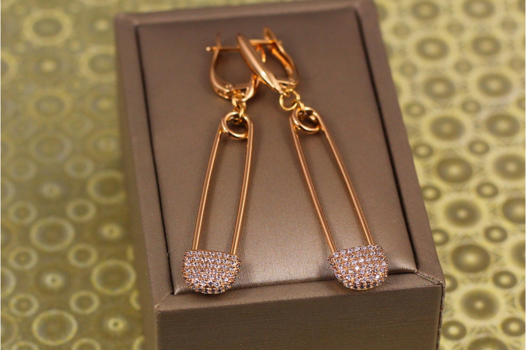 Сережки підвіски Xuping Jewelry шпильки 6 см золотисті