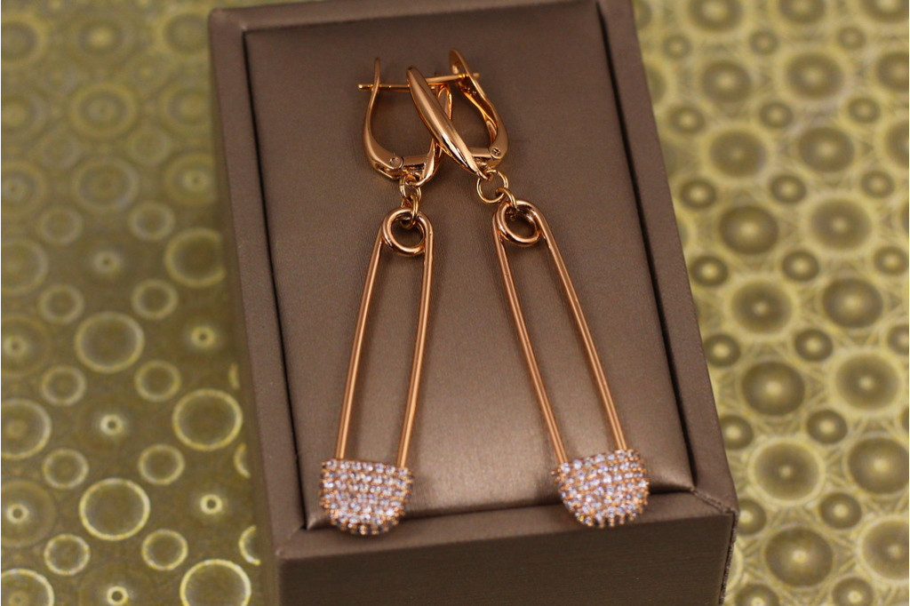 Сережки підвіски Xuping Jewelry шпильки 6 см золотисті