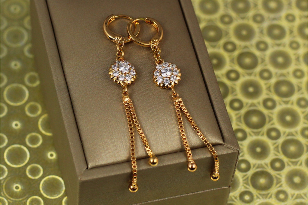 Сережки підвіски Xuping Jewelry промінчики сонця 6,2 см золотисті