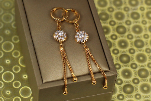 Сережки підвіски Xuping Jewelry промінчики сонця 6,2 см золотисті