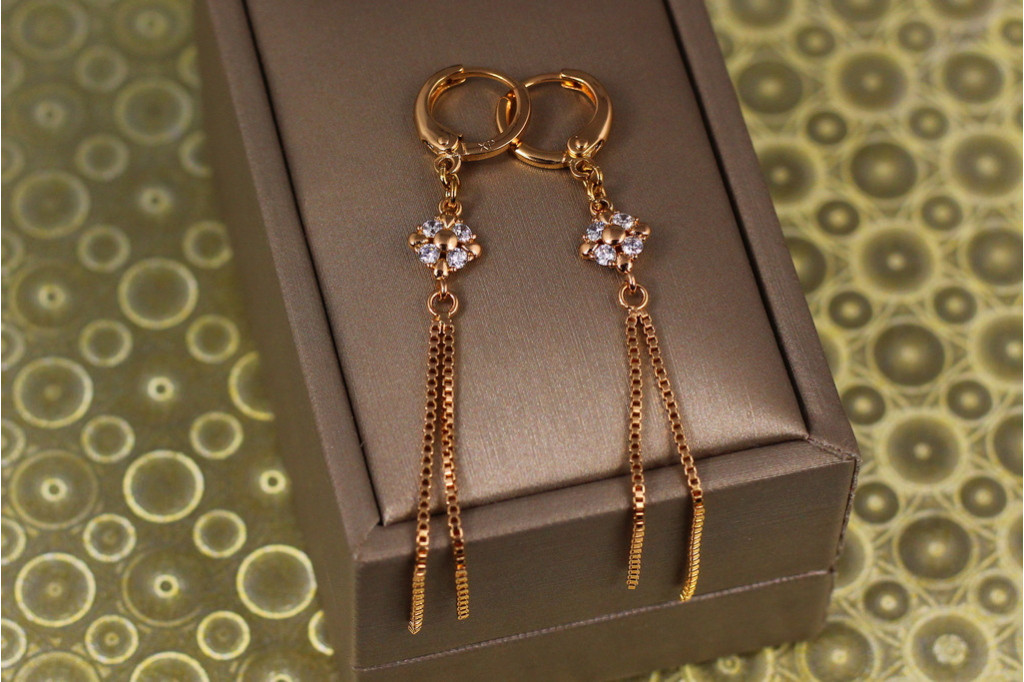 Сережки підвіски Xuping Jewelry промені світла 6,8 см золотисті