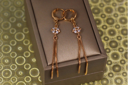 Сережки підвіски Xuping Jewelry промені світла 6,8 см золотисті