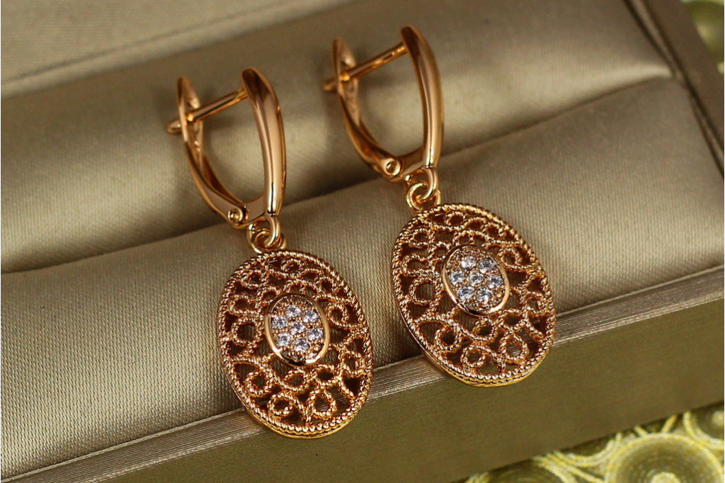 Серьги подвески Xuping Jewelry Вензель 3,3 см золотистые