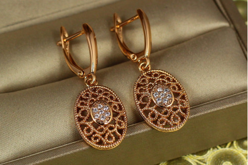 Серьги подвески Xuping Jewelry Вензель 3,3 см золотистые