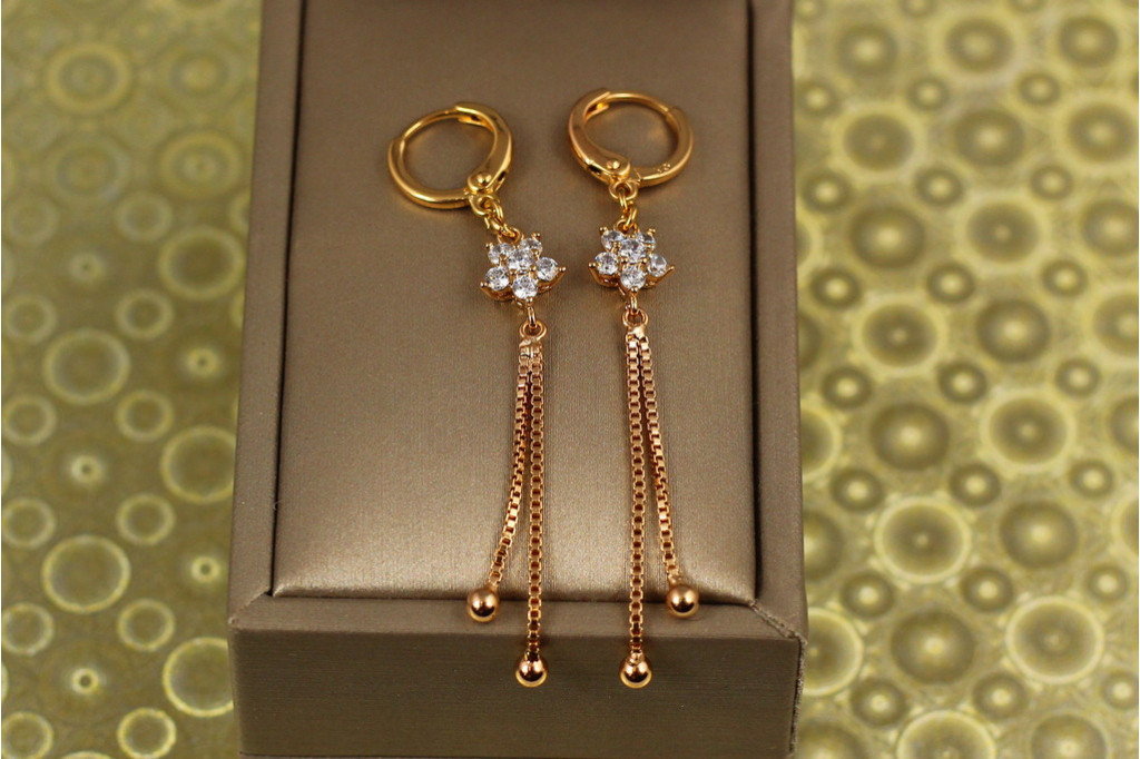 Сережки підвіски Xuping Jewelry квітка з променями 5,8 см золотисті