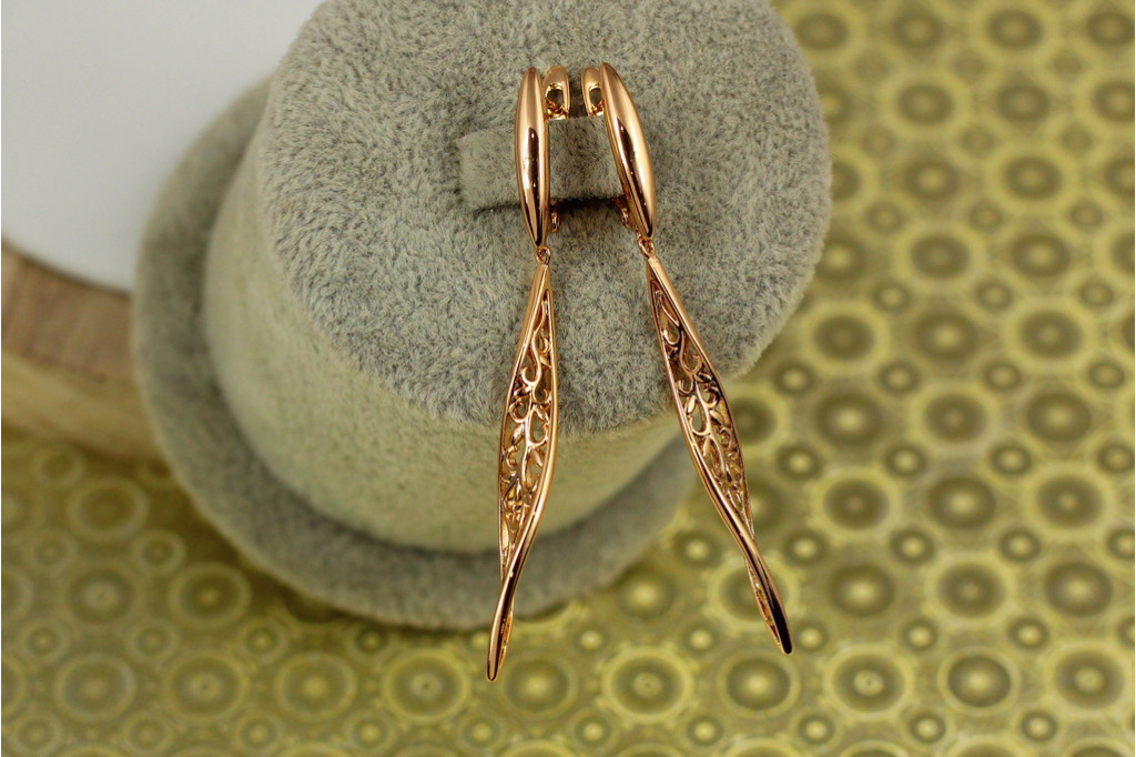 Серьги подвески Xuping Jewelry витая сосулька 5.7 см золотистые