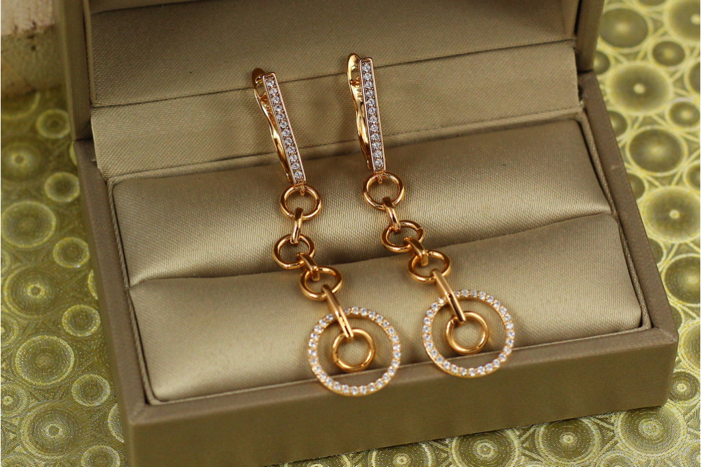 Сережки підвіски Xuping Jewelry п"ять кілець 5,2 см золотисті