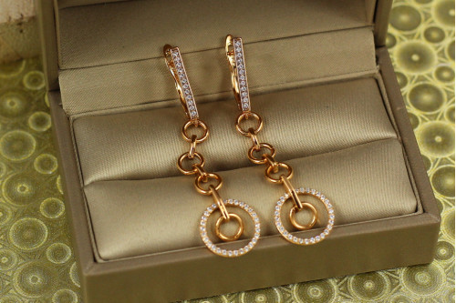 Сережки підвіски Xuping Jewelry п"ять кілець 5,2 см золотисті