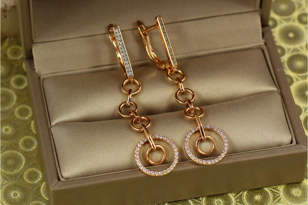 Сережки підвіски Xuping Jewelry п"ять кілець 5,2 см золотисті