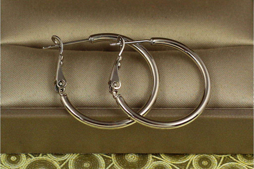 Серьги кольца Xuping Jewelry гладкие 2,5 см серебристые