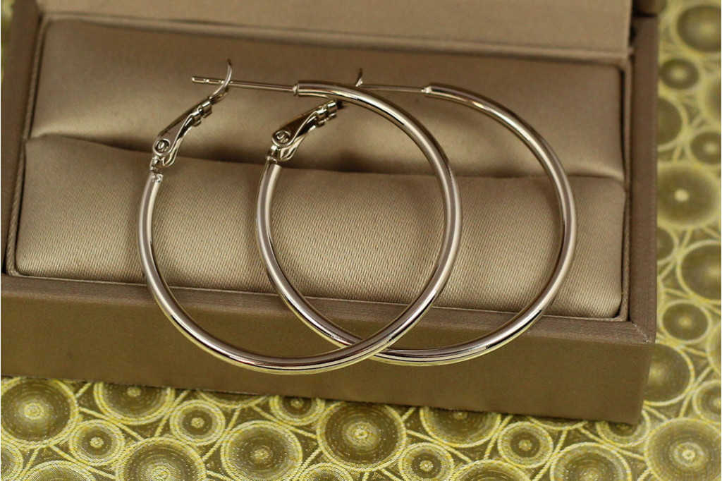 Сережки кільця Xuping Jewelry гладкі 4 см сріблясті