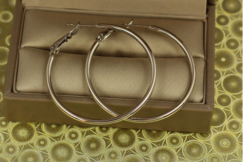 Сережки кільця Xuping Jewelry гладкі 5 см сріблясті