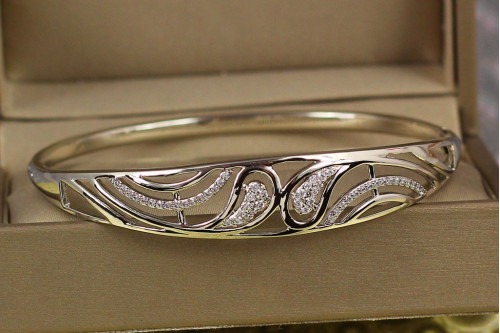 Браслет бенгл Xuping Jewelry туманний ранок  57 мм 11 мм на руку від 16 см до 18 см сріблястий