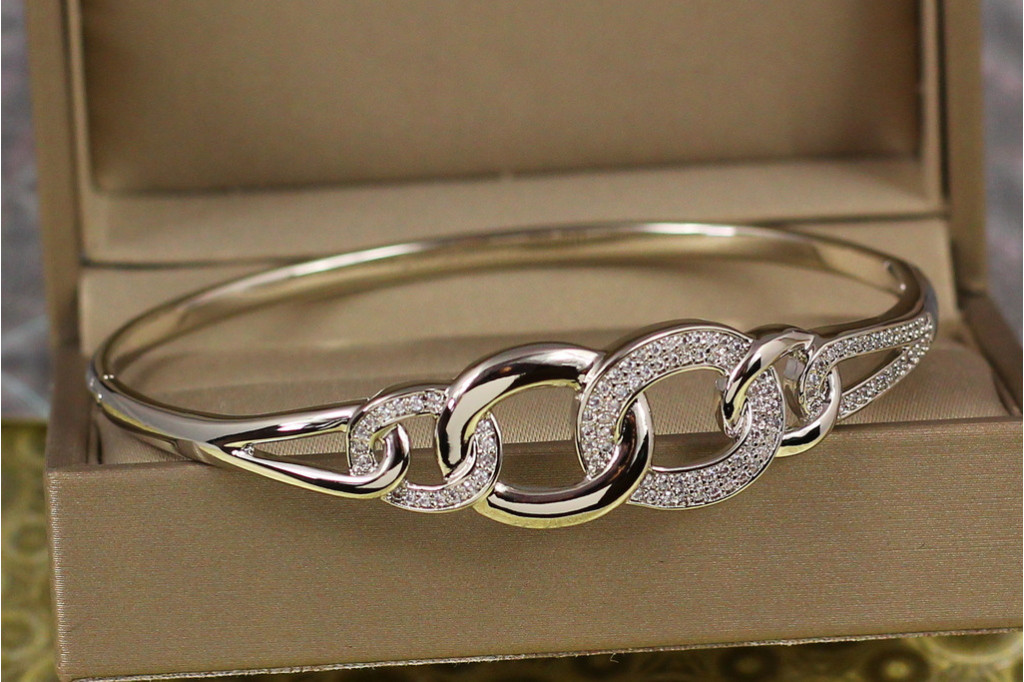 Браслет бенгл Xuping Jewelry Цілістність 60 мм 14 мм на руку від 17 см до 19 см сріблястий