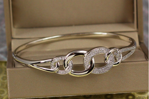 Браслет бенгл Xuping Jewelry Цілістність 60 мм 14 мм на руку від 17 см до 19 см сріблястий