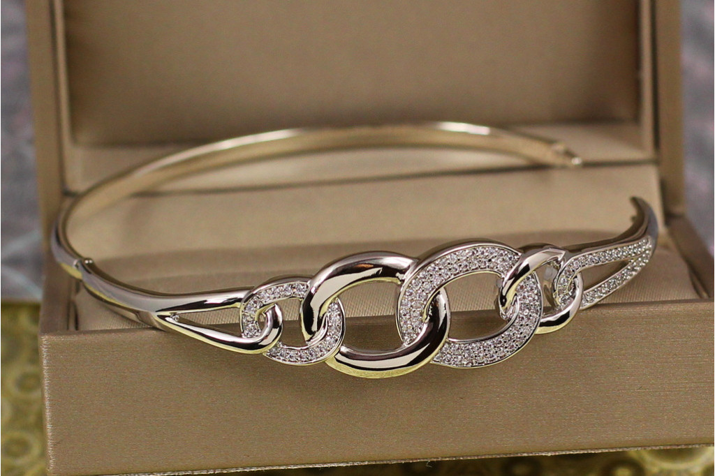 Браслет бенгл Xuping Jewelry Цілістність 60 мм 14 мм на руку від 17 см до 19 см сріблястий