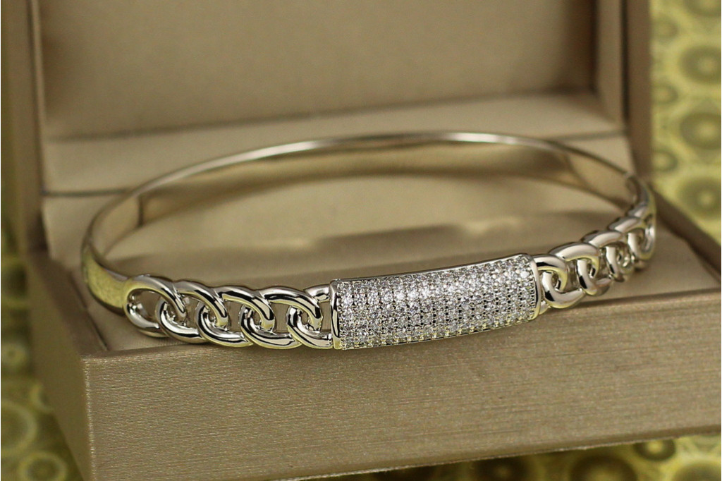 Браслет бенгл Xuping Jewelry Регент 60 мм 8 мм на руку від 17 см до 19 см сріблястий