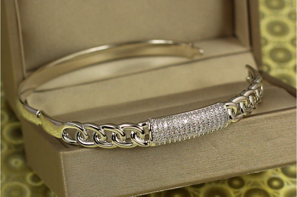 Браслет бенгл Xuping Jewelry Регент 60 мм 8 мм на руку від 17 см до 19 см сріблястий