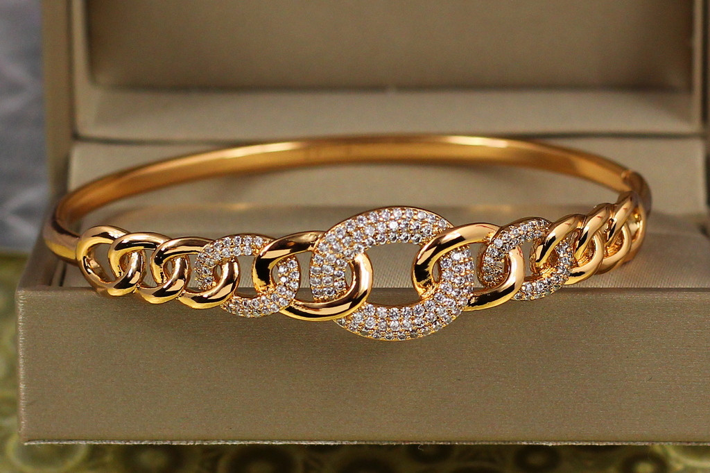 Браслет бенгл Xuping Jewelry Цільність 60 мм 14 мм на руку від 17 см до 19 см золотистий