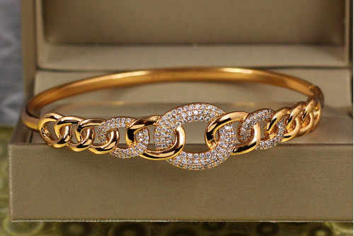 Браслет бенгл Xuping Jewelry Цільність 60 мм 14 мм на руку від 17 см до 19 см золотистий