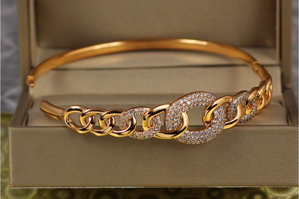 Браслет бенгл Xuping Jewelry Цільність 60 мм 14 мм на руку від 17 см до 19 см золотистий